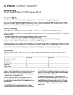 Manulife Simplicity Balanced Portfolio Segregated Fund