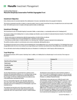 Manulife Simplicity Conservative Portfolio Segregated Fund