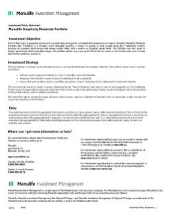 Manulife Simplicity Moderate Portfolio