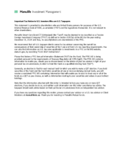 Manulife Smart Core Bond ETF (Unhedged) PFIC Annual Information Statement