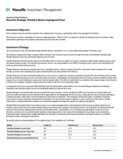 Manulife Strategic Dividend Bundle Segregated Fund