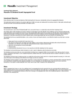 Manulife TD Dividend Growth Segregated Fund