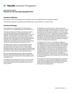 Manulife U.S. All Cap Equity Segregated Fund