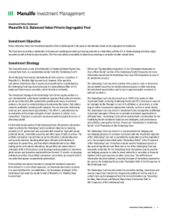 Manulife U.S. Balanced Value Private Segregated Pool