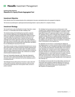 Manulife U.S. Equity Private Segregated Pool