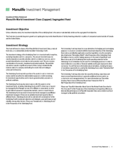 Manulife World Investment Class (Capped) Segregated Fund