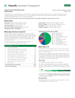 Manulife Yield Opportunities Fund - Advisor Series