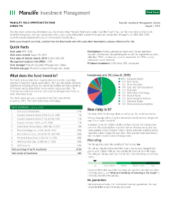  Manulife Yield Opportunities Fund - Series FT