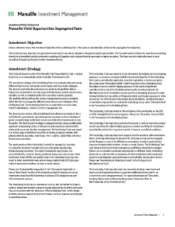 Manulife Yield Opportunities Segregated Fund