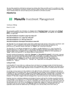 Prospectus for Manulife ETFs - March 2021