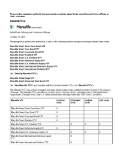 Prospectus for Manulife Smart ETFs – Fall