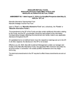 Simplified Prospectus - Amendment No. 1 dated August 11, 2026