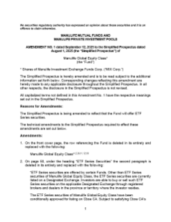 Simplified Prospectus Amendment No. 1 dated September 12, 2025