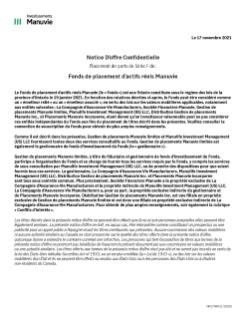 NN1704F - Notice D’offre Confidentielle - Placement de parts de Série F de : Fonds de placement d’actifs réels 