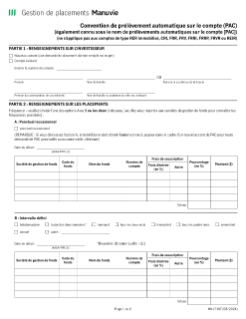 NN1716F - Formulaire de convention de prélèvement automatique sur le compte
