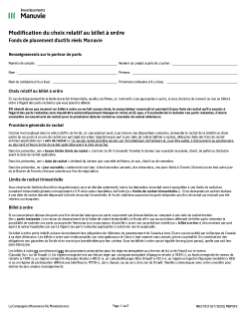 NN1701F - Modification du choix relatif au billet à ordre - Fonds de placement d’actifs reels Manuvie