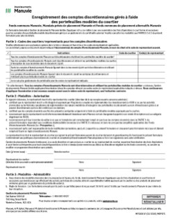 MFS0001F - Enregistrement des comptes discrétionnaires gérés à l’aide des portefeuilles modèles du courtier