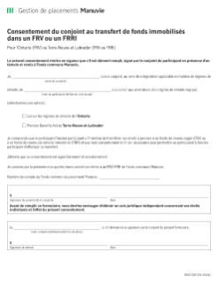 NN1720F - Consentement du conjoint au transfert de fonds immobilisés dans un FRV ou un FRRI