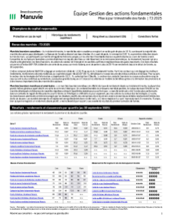 Mise à jour sur les fonds de l’équipe d’actions fondamentales Manuvie