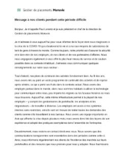 Message à nos clients pendant cette période difficile