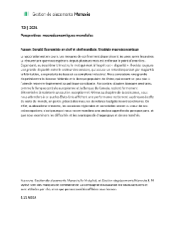 Perspectives macroéconomiques mondiales T2 2021 - Transcription de la vidéo