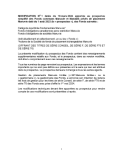 Modification No 1 datée du 19 mars 2024