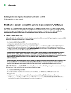 Modification de votre contrat FPG Compte de placement (CPLM) Manuvie