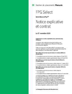 MK2280F - FPG Sélect RevenuPlus Notice explicative et contrat