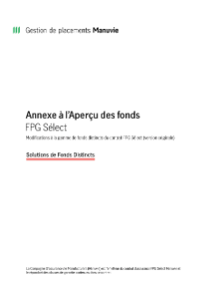 FPG Sélect (originale) Annexe à l’Aperçu des fonds