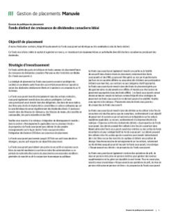 Fonds distinct de croissance de dividendes canadiens Idéal