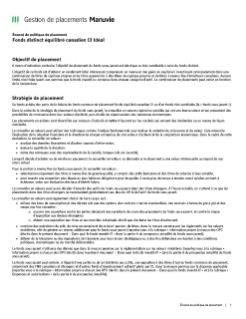 Fonds distinct équilibré canadien CI Idéal