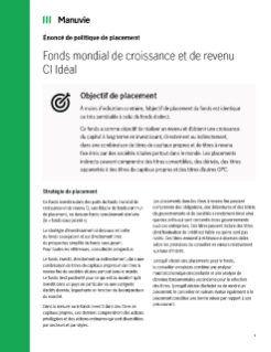 Fonds mondial de croissance et de revenue CI Idéal