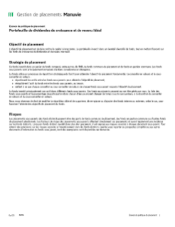 Énoncé de politique de placement - Portefeuille de dividendes de croissance et de revenu Idéal