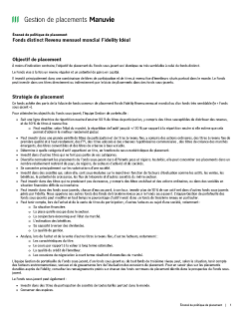 Fonds distinct Revenu mensuel mondial Fidelity Idéal