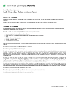 Fonds distinct indiciel d’actions américaines Manuvie