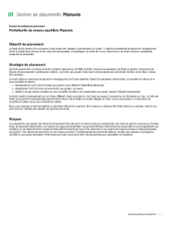 Portefeuille de revenu équilibré Manuvie