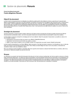 Fonds d’obligations Manuvie