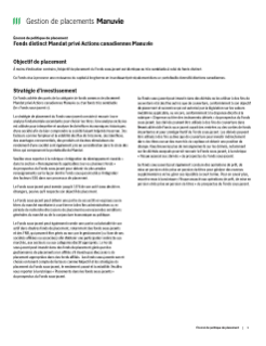 Fonds distinct Mandat privé Actions canadiennes Manuvie