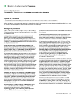 Fonds distinct d’obligations canadiennes sans restriction Manuvie