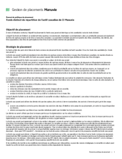 Fonds distinct de répartition de l’actif canadien de CI Manuvie