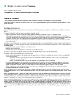 Fonds distinct de placements canadiens CI Manuvie