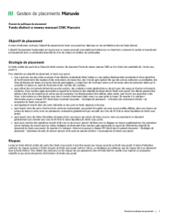 Fonds distinct à revenu mensuel CIBC Manuvie