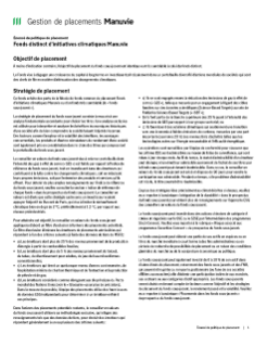 Fonds distinct d’initiatives climatiques Manuvie