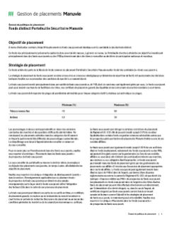 Fonds distinct Portefeuille Sécuritaire Manuvie