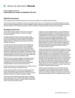 Fonds distinct de revenu de dividendes Manuvie