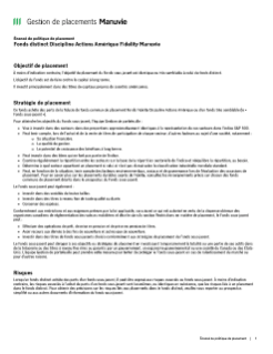Fonds distinct Discipline Actions Amérique Fidelity Manuvie