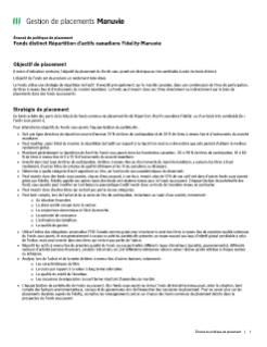 Fonds distinct Répartition d’actifs canadiens Fidelity Manuvie