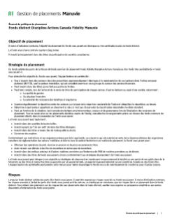 Fonds distinct Discipline Actions Canada Fidelity Manuvie