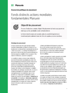 Fonds distincts actions mondiales fondamentales Manuvie