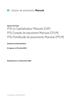 FPG CAP, CPLM et PPLM Manuvie Aperçu des fonds